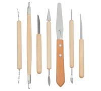 PERSELOSO Ensemble de 7 outils de sculpture sur argile - Outils en céramique à manche en bois - Coupe-poterie à double extrémité pour sculpter, mouler, ébarber et réaliser des projets en argile