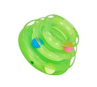 PERSELOSO Entraînement pour Chat à Trois Niveaux en Plastique Vert, Assiette Ronde Interactive pour Amusement et Bien-être du Chat en Intérieur