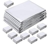 PERSELOSO Film pour Serrage Argenté 12 Feuilles en Polyester Réfléchissant, Couverture Thermique Résistante Vent, et Situations d'urgence