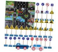 PERSELOSO Jeux Éducatifs de Panneaux de Signalisation Colorés pour Garçon Fille Panneaux Routiers Voitures et Carte de Simulation pour Éveil Sécurité Routière Adapté Aux Garçons et Filles