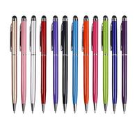 PERSELOSO Lot de 12 Stylos à Bille Stylet Tactile en Aluminium Léger et Fin pour Écrans Capacitifs de Tablette et Téléphone, pour Dessin et Bureau Couleur Aléatoire
