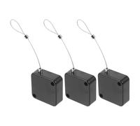 PERSELOSO Lot de 3 Câbles Rétractables Antivol en Acier Verrou Targette, Boîtier Abs Noir, Système Automatique de Rétraction pour Sécurité et Prévention Perte