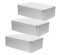 PERSELOSO Lot de 3 Petites Boîtes à Biscuits en Tôle D'argenté, Boîte à Gâteaux Multifonction Finition Soignée, Bureau Stockage en Atelier