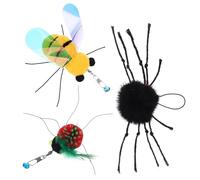 PERSELOSO Lot de 3 Recharges Jouet Plume Chat Interactif Doux, Assortiment Insectes Peluche, Taille Compacte, Jeu Intérieur, pour Chatons et Chats Adultes