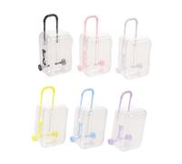 PERSELOSO Mini Valise en Plastique 6 Pièces Transparente Boîte à Bijoux Rangement pour Faux Cils et Maquillage, Compacte pour Plage et Croisière