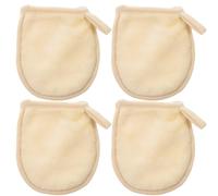 PERSELOSO Moufles de Nettoyage du Visage en Fibre Blanche Design Simple Lot de 4 Pièces Démaquillants Lavables Démaquillage Quotidien Voyages
