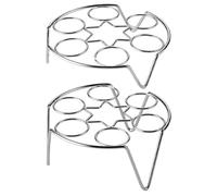PERSELOSO Panier Vapeur pour Œufs en Acier Inoxydable Argenté, Support de Cuisson à Vapeur Robuste et Facile à Laver, Lot de 2 Pièces Cuisine Créative
