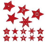 PERSELOSO Pendentifs Étoile Lot de 50 Pièces en Bois Rouge pour DIY | Surface Lisse et Propre, Forme Pentagramme, Style Simple et Délicat, pour Art Créatif et Décoration Festive