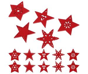 PERSELOSO Pendentifs Étoile Lot de 50 Pièces en Bois Rouge pour DIY | Surface Lisse et Propre, Forme Pentagramme, Style Simple et Délicat, pour Art Créatif et Décoration Festive
