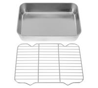 PERSELOSO Plaque de Cuisson Multifonctionnelle Grand Volume en Acier Inoxydable avec Grille et Facile à Nettoyer pour Rôtir Viande et Pâtisserie Four