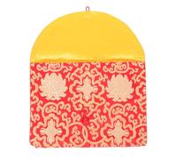 PERSELOSO Pochette en Brocart de Soie Rouge avec Nœud Chinois, Format A4, Pochette à Fermeture Nouée pour Rangement de Documents, Écriture Bouddhiste et Occasions Spéciales, Organisateur