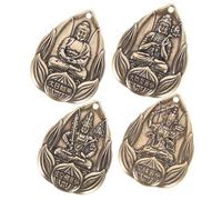 PERSELOSO Porte-clés Pendentifs Amulettes De Bouddha Vintage En Laiton Massif, Lot De 4 Pièces, Couleur Bronze Antique, Décorations Spirituelles Pour Bricolage Et Fête Du Nouvel An