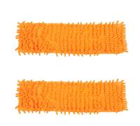 PERSELOSO Serpillère Pratique en Chenille Orange pour Balai Plat, Lot de 2 Pièces, Douce et Non Abrasive, pour Nettoyage à Sec et Humide la Maison
