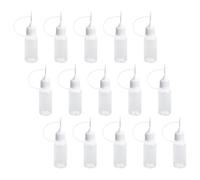 PERSELOSO Set de 15 Flacons Souples de 10 Ml Embout Aiguille en Pe et Métal, Bouteille de Colle Transparente pour Stockage de Pigments et Bricolage DIY