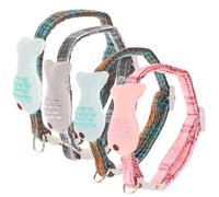 PERSELOSO Set de Colliers Ajustables Couleur Aléatoire Lot de 4 pour Chat en Coton Motif Poisson à Carreaux, Accessoires Créatifs et Pratiques pour Accompagner Toutes