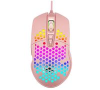 PERSELOSO Souris De Jeu Filaire Ergonomique Lumineuse à 6 Boutons pour Ordinateur, Joueur Pc, Design Creux Respirant, Réglage Dpi 4 Niveaux, Couleur Rose, Accessoires Informatiques pour Gaming