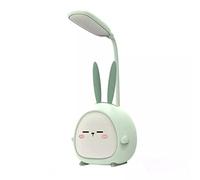 Persepolis Lampe de bureau LED portable avec veilleuse, joli lapin, lampe de lecture pliable avec charge USB pour chambre à coucher, enfants, chevet, étude (lapin vert)