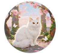 Persian Chat 1000 Pièces Puzzle Circulaire Jeu Mignon Pets Éduchatif Défi Jouets Cadeau Unique pour Adultes Et Enfants 1000pcs (67.5x67.5cm)