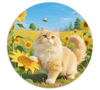 Persian Chat 1000 Pièces Puzzle Circulaire Jeu Mignon Pets Familial Pression Réduite Cadeau Unique pour Adultes Et Enfants 1000pcs (67.5x67.5cm)