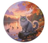 Persian Chat 1000 Pièces Puzzle Circulaire Jeu Mignon Pets Qualité Supérieure Cadeau Unique pour Adultes Et Enfants 1000pcs (67.5x67.5cm)