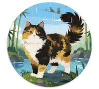 Persian Chat 1000 Pièces Puzzle Rond Classiques Mignon Pets Jeu D'Intelligence Cadeau Unique pour Adultes Et Enfants 1000pcs (67.5x67.5cm)