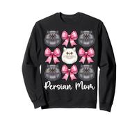 Persian Mom Mama Persian Cat Fête des Mères Rose Coquette Bow Sweatshirt