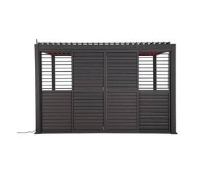 Persienne coulissante pour pergola bioclimatique ""Evora"" - 1/3 côté - 2,7 x 2,3m Graphite - Hespéride