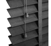 Persiennes en Bois Intérieures, Stores Venitiennes Horizontales pour Fenêtres, 91cm 124cm 132cm 147cm 168cm Stores Occultants pour Privacité pour Chambre, Patio, Cuisine, Bureau(Noir)