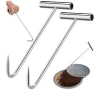 Persiiious 2 Pièces Lève-Couvercle D'égout, Lève-Couvercle de Regard, Crochet de Regard, 30 cm, En acier inoxydable, Pour Angle D'égout, Suspendre la Viande