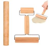 Persiiious 2 Pièces Rouleau à Pât, Rouleau à Pâtisserie en Bois, Doubles Rouleau à Pâtisserie avec Manche, Convient pour étaler la Pâte à la Main, Les Pizzas, Les Desserts et Les Peaux de Quenelles
