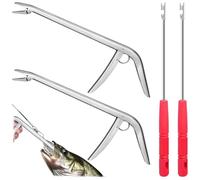 Persiiious 4 Pièces Acier Inoxydable Remover Poisson, Dégorgeoir De Hamecon Peche, Pêche Détacheur, Extracteur Remover Poisson, Extracteur Hameçon Fish Hook Remover Kit, pour Mer Et Eau Douce