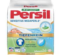 Persil Sensitive Megaperls (16 lavages), lessive pour personnes allergiques à l'aloe vera apaisante pour les peaux sensibles, efficace de 20 °C à 95 °C, certifiée ECARF