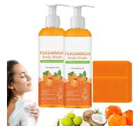 Persimmon Body Wash et Persimmon Savon Bar Set, Body Wash Odor Control pour le visage et le corps, Purifiant Déodorant Odor Eliminator pour les femmes et les hommes (2Set)