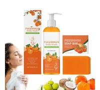 Persimmon Body Wash et Persimmon Savon Bar Set, Body Wash Odor Control pour le visage et le corps, Purifiant Déodorant Odor Eliminator pour les femmes et les hommes (1Set)