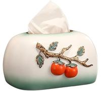 Persimmon-patterned Ceramic Tissue Box Lid With Gradient-coloured Decorative Stand