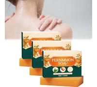 Persimmon Soap For Body Odor Control,Handmade Deodorizing Persimmon Soap Bar for Old People Smell,Hydrating Body Wash Bar,Natural Persimmon Extract Deodorant Body Wash Soap for Women & Men (3 Pcs)