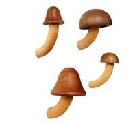 Persistence 4 Pièces en Bois Champignon Réfrigérateur Aimant Maison Cuisine Réfrigérateur Aimant 3D en Bois Aimant Artisanat Ornement Couleur Bois