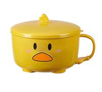 Persistence Bol à nouilles ramen en canard avec couvercle mignon en acier inoxydable pour la cuisine, les fruits, le riz instantané, la soupe à double couche, vaisselle 2