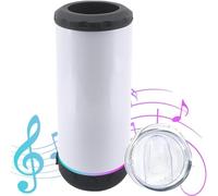 Persistence Lot de 1 haut-parleur Bluetooth vierge sublimé de 473,6 g en acier inoxydable isolé 4 en 1 pour canette de bière réfrigérée