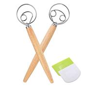 Persistence Lot de 2 fouets à pâte danois en acier inoxydable avec 2 grattoirs à pâte pour pâte à pizza, pain au levain, etc