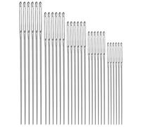 Persistence Lot de 30 aiguilles à coudre pointues et épaisses avec grands œillets - 5 tailles - En acier inoxydable - Pour broderie et couture à la main