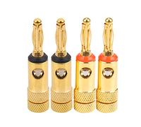 Persistence Lot de 4 fiches bananes plaquées or 2 rouges 2 noires 4 mm LL68-4BP1