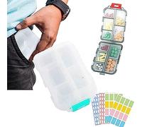 Persistence Med Wallet Pilules avec étiquettes Med Portefeuille Pilulier Portable Quotidien Pilulier Médicament Portefeuille E Blanc