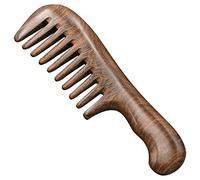 Persistence Peigne à dents larges en bois de pour cheveux bouclés - Portable - Outil de massage des cheveux épais