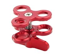 Persistence Pince à boule 3 trous pour lampe de plongée avec clip papillon pour caméra d'action et trépied Rouge