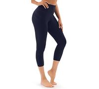Persit Legging de sport pour femme avec poches, opaque, pantalon de yoga, streetwear, Bleu marine foncé 3/4, W46