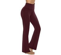 Persit Pantalon de yoga pour femme - Taille haute - Pantalon de jazz - Avec poches cachées, rouge bordeaux, XL