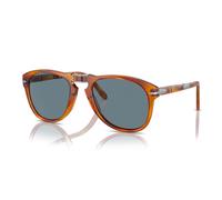 Persol Homme Sunglass PO0714SM 714SM - Steve McQueen - Couleur du Monture: Havana Clair, Couleur de Lentille: Bleu cristal