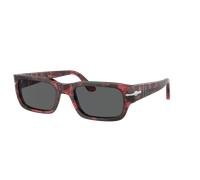 Persol Unisex Sunglass PO3347S Adrien - Couleur du Monture: Havana Rouge, Couleur de Lentille: Gris foncé