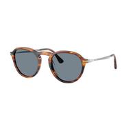 Persol Unisex Sunglass PO3383S - Couleur du Monture: Striped Black & Brown, Couleur de Lentille: Bleu clair